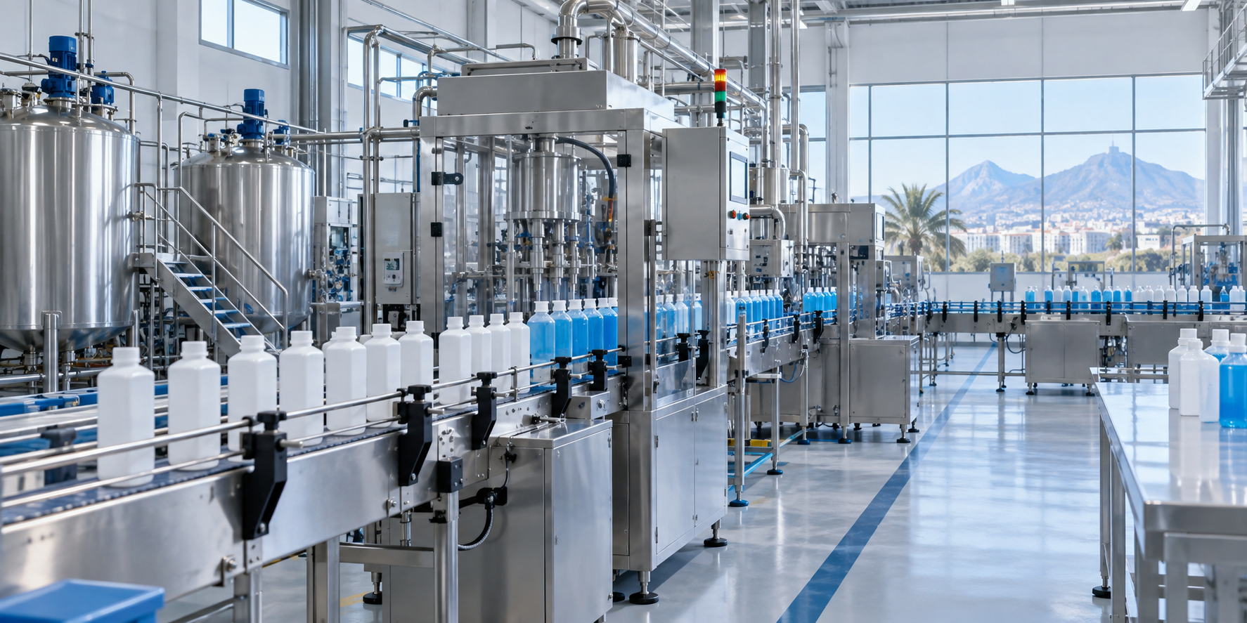 Illustration d’une ligne de production de produits d’hygiène